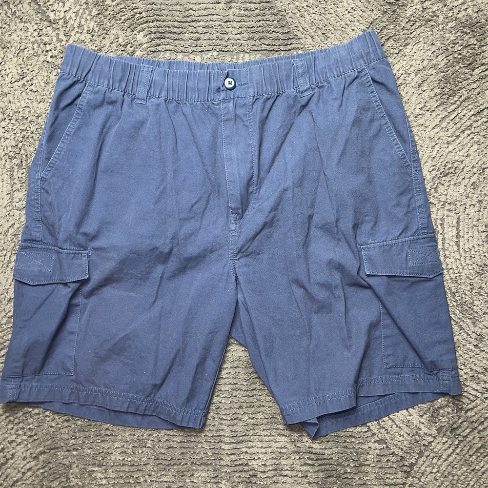 Tommy Bahama Mens Cargo Shorts XL Blue‎ Elastic Waist Casual Cotton